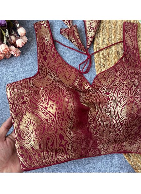Tew Bollywood Pure Banarasi Silk With Golden Zari Blouse